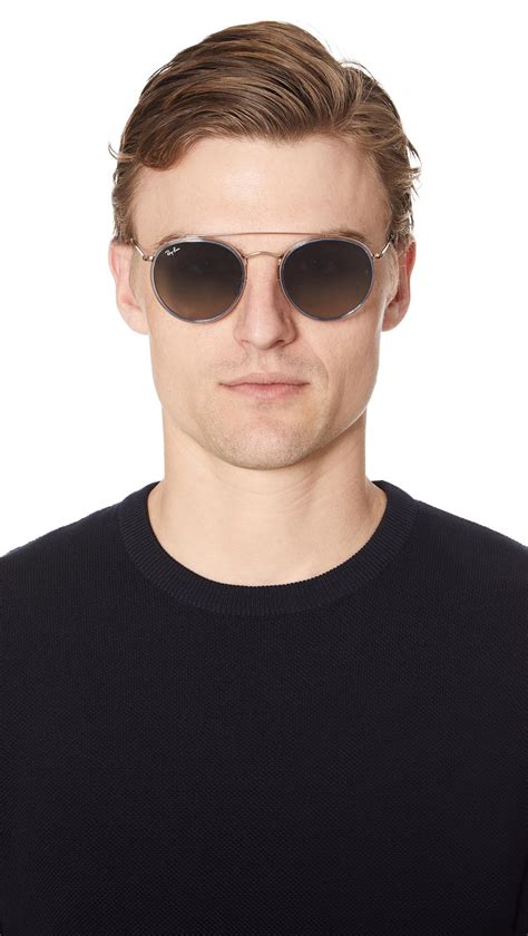 rayban round double bridge sunglasses